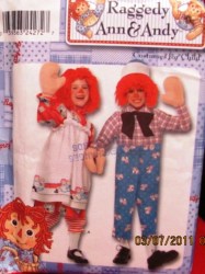 9375 KID RAGGEDY ANN,RAGGEDY ANDY COSTUME PATTERN 1/2-2,3-8